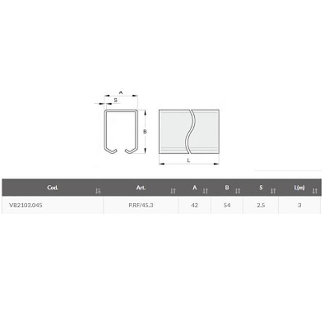Vendita online Monorotaia 45 mm. per carrello scorrevole 3 metri art.PRF/45.3